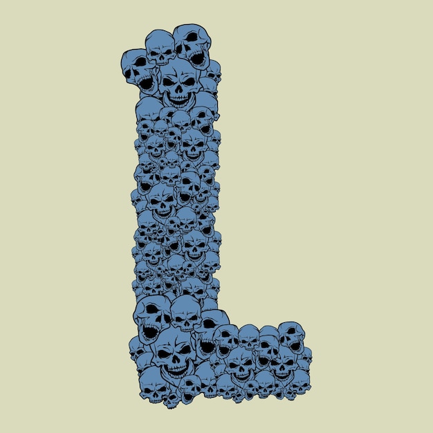 Capital letter L in skulls design