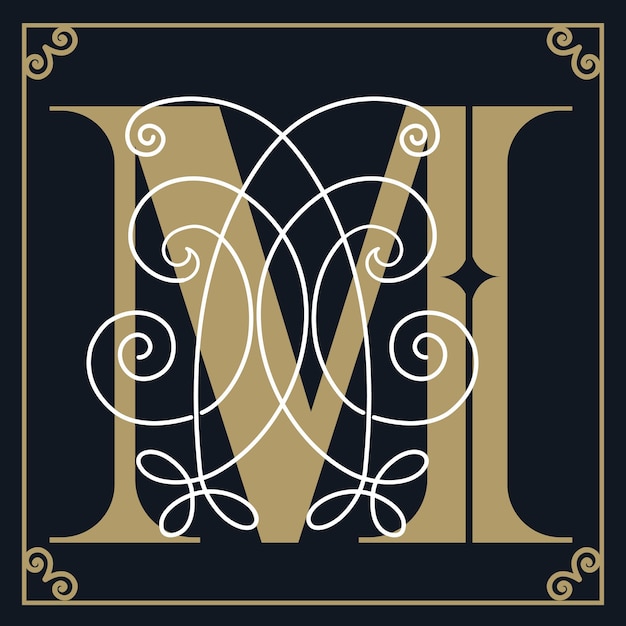 Capital letter M in Leaves With a Frame design