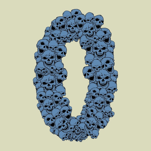 Capital letter O in skulls design