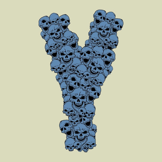 Capital letter Y in skulls design