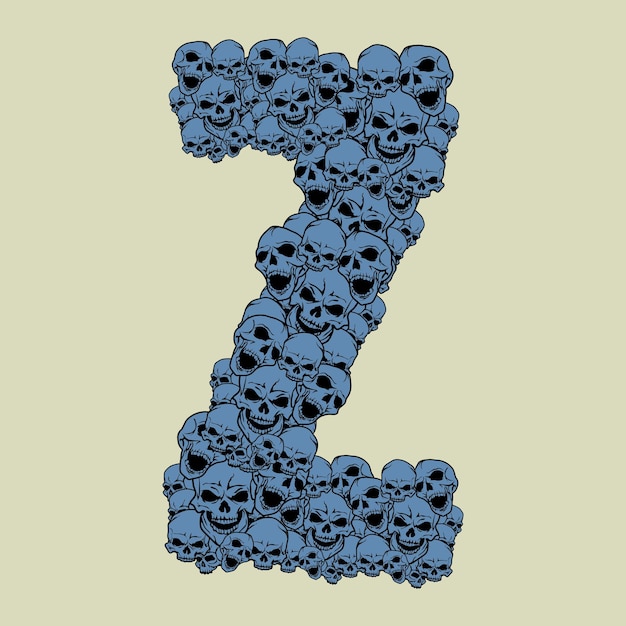 Capital letter Z in skulls design