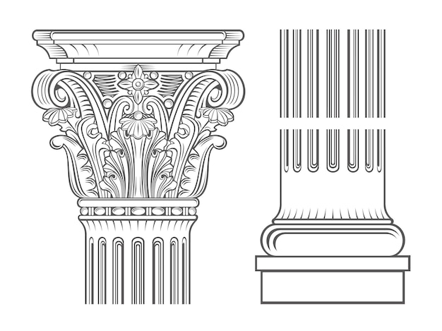 Vector capital of a medieval cathedral corinthian column