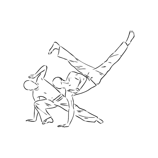 Capoeira Icon Silhouette Illustration Dance And Sport Brazilian Doodle Sketch Black Sign