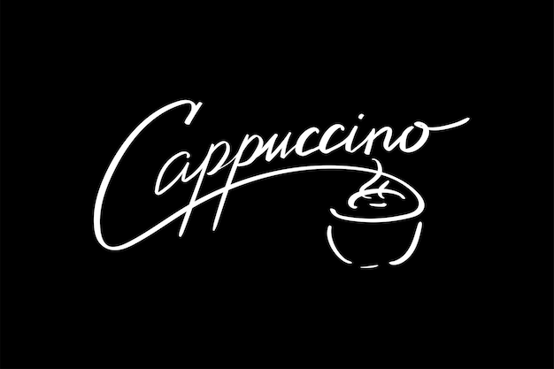 Cappuccino Coffee time Lettering vector illustration for poster card banner for cafe