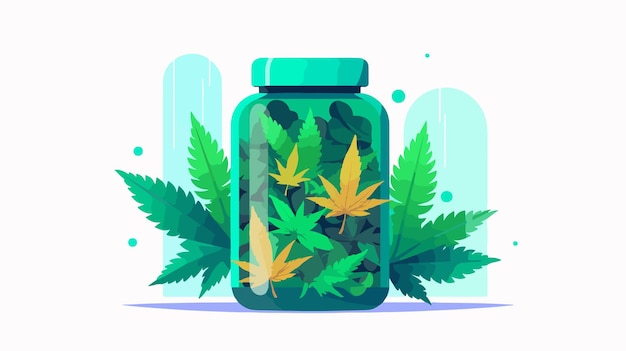 Vector capsule cannabis medicine flat icon