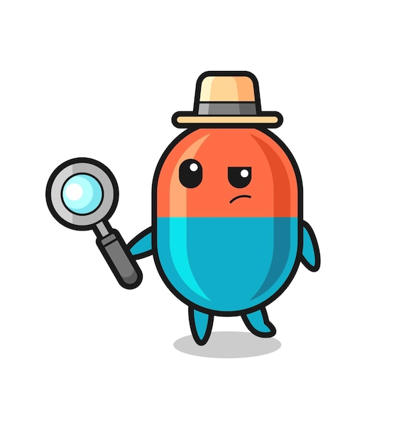 Capsule detective character is analyzing a case , cute style design for t shirt, sticker, logo element