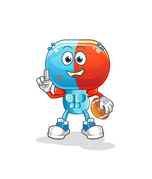 Capsule head cartoon playing rugby character cartoon vector