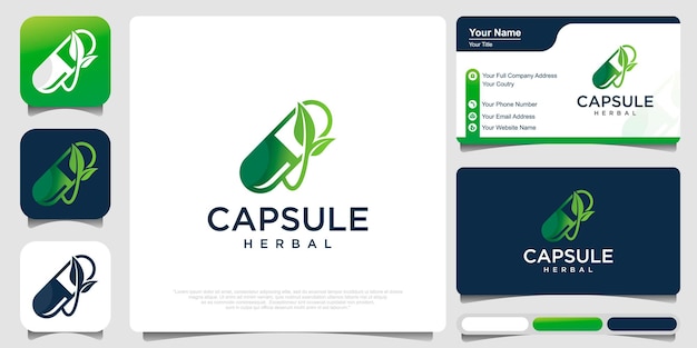 Capsule pharmacy medical logo template vector