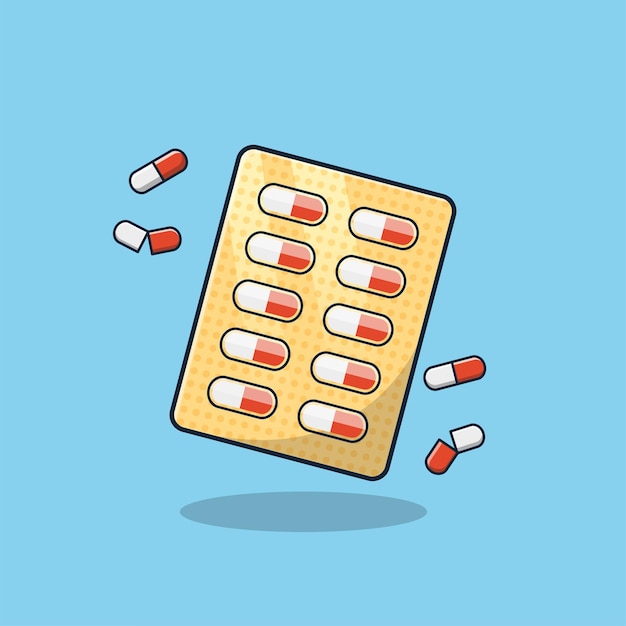 Capsule pill strips cartoon icon vector