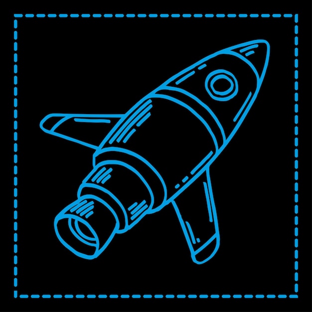 A capsule-shaped space rocket with a blue outline from space