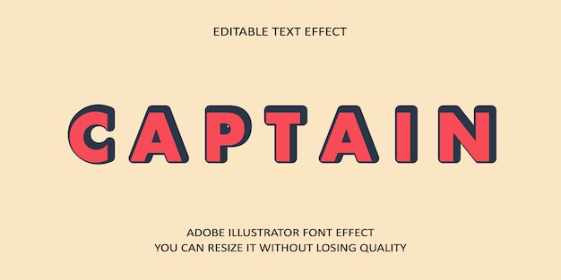 Vector captain vector editable text effect font