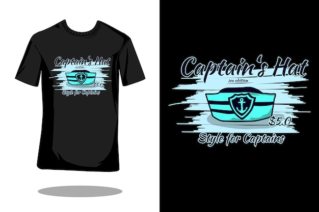 Captains hat silhouette vintage t shirt design