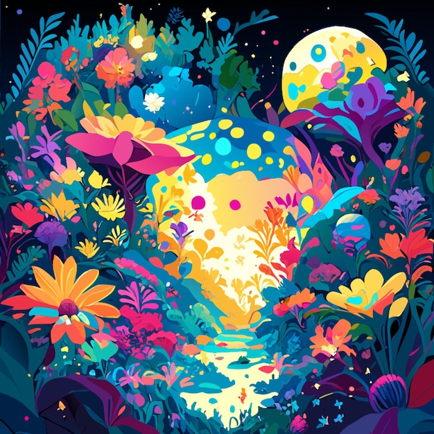 captivate the essence of a cosmic garden through watercolors vector illustration