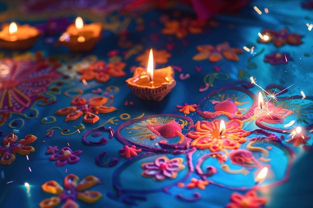 Vector a captivating closeup shot of a beautifully decorated rangoli traditional floor art