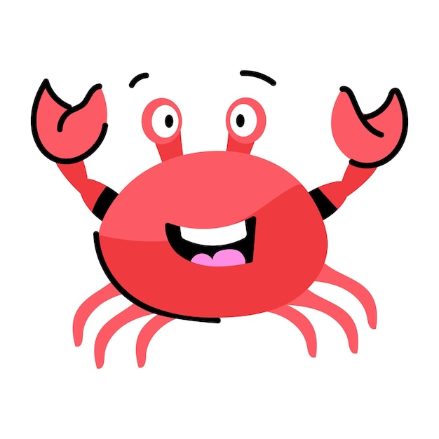 A captivating doodle sticker of crab