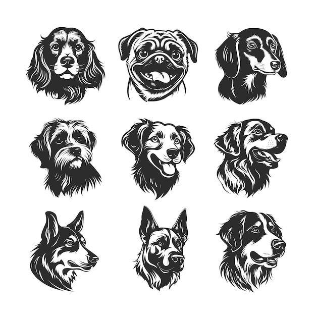 Captivating SingleColor Vector Portraits of Dogs A Stunning Display of Canine Elegance and Artistr