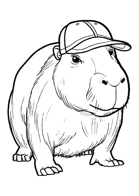 Vector capybara coloring page capybara line art