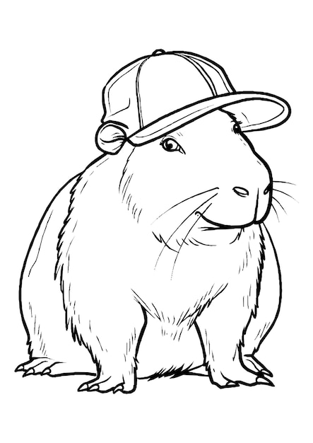 Vector capybara coloring page capybara line art