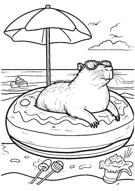 Capybara Coloring Page Capybara Line Art