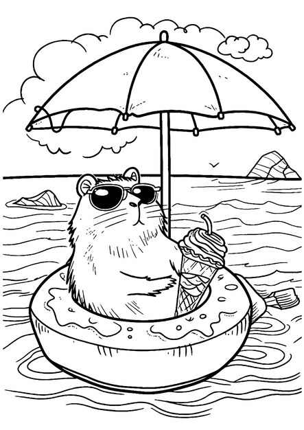 Vector capybara coloring page capybara line art