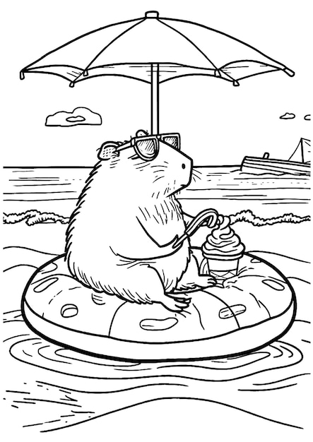 Vector capybara coloring page capybara line art