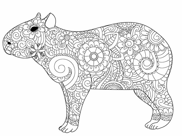 Vector capybara coloring vector for adults