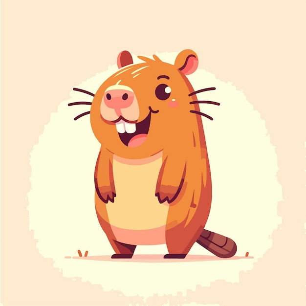 Capybara is standing happy cartoon vector icon illustration animal nature icon concept isolated