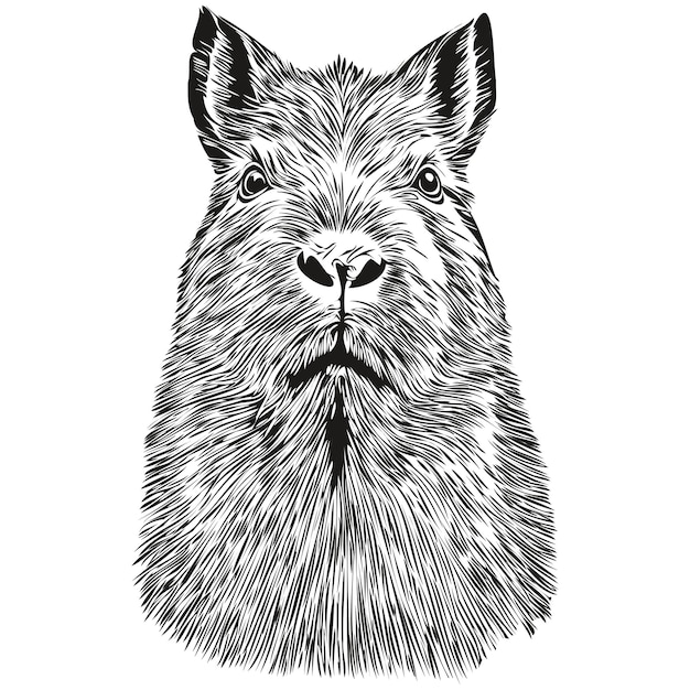 Capybara logo black and white illustration hand drawing capybaras