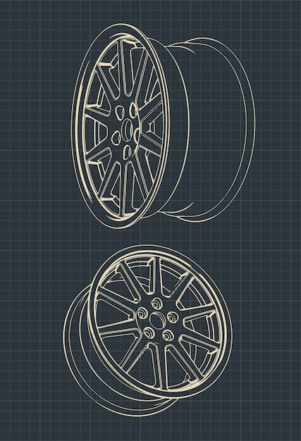 Vector car alloy wheels drawings