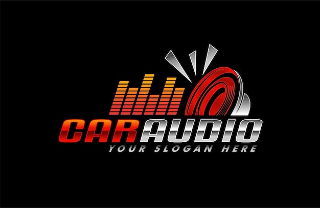 car audio logo silhouette template on black background