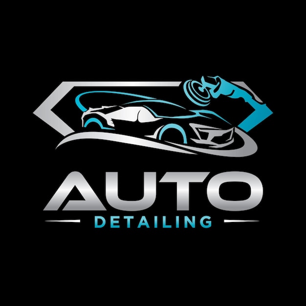 Vector car auto detailing servis logo design illustration template