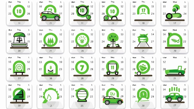 Vector car calendar day icon with bonus calendar and time