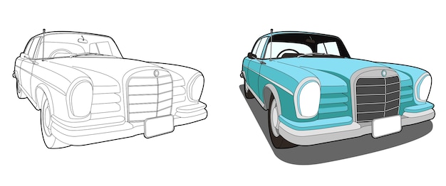 Car cartoon   coloring page for kids