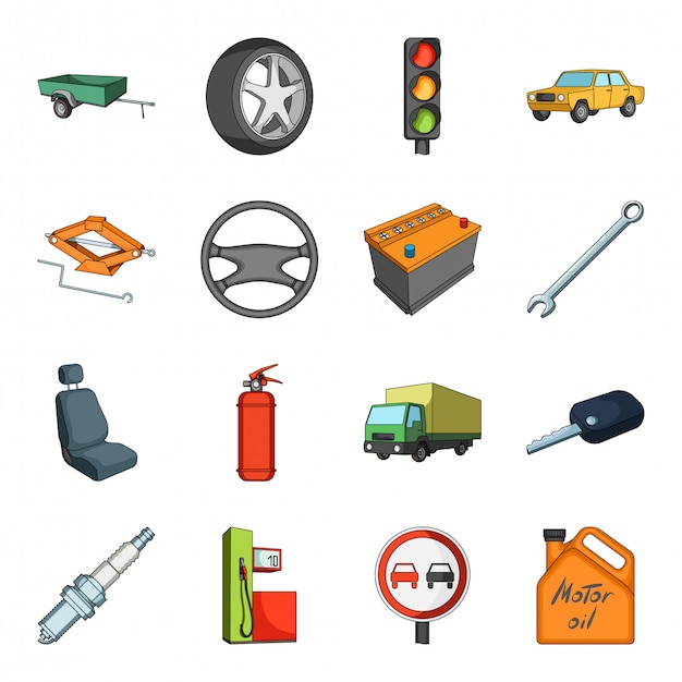 Car  cartoon set icon. Isolated cartoon set icon automobile transport .   car  .