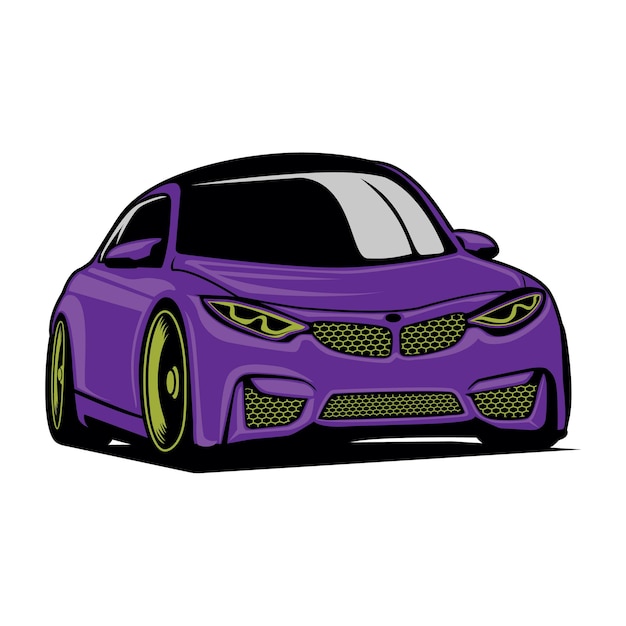 Car cartoon with solid color