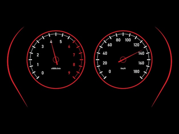 Car dashboard speed meter racing sport design vector illustration