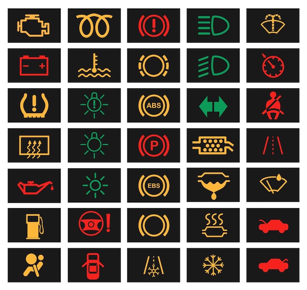 car dashboard symbols icons vector drawing