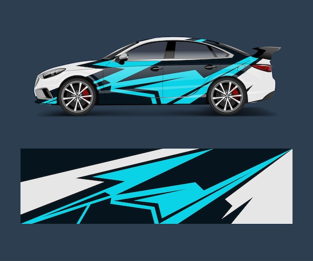 Car decal graphic vector wrap vinyl sticker Graphic abstract wave shape designs for branding race and drift car template design vector