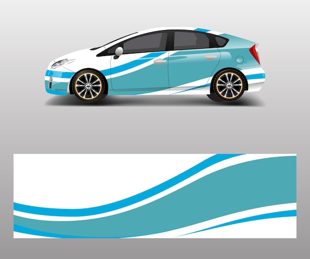 Car decal wrap design vector with wave element Graphic abstract wave shapes racing for vehicle race car template design vector