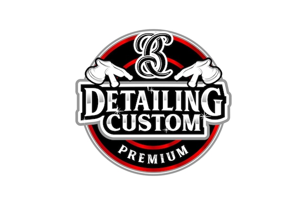 Vector car detailing custom logo design retro badge baroque luxury element  polish coating service