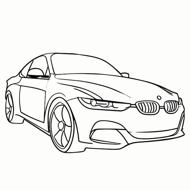 car draw vector illustration line art