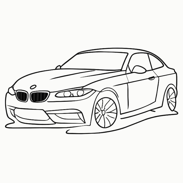 car draw vector illustration line art