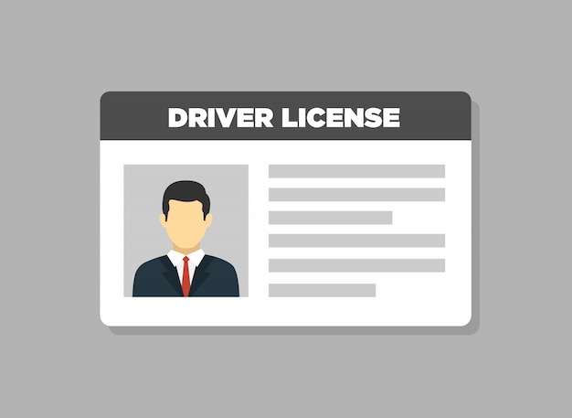 Car driver license identification with photo man icon