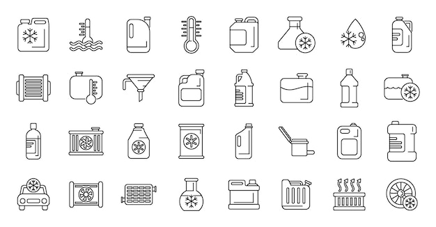 Car engine antifreeze icons set outline vector Air vent