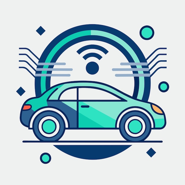 Vector a car equipped with wifi technology for seamless connectivity on the go a clean modern icon symbolizing the future of autonomous vehicles