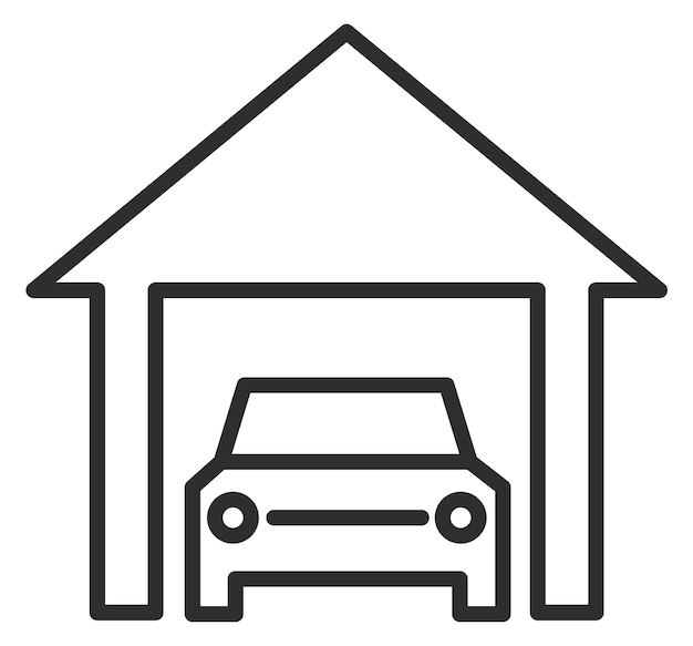 Car in garage linear icon Repair service symbol