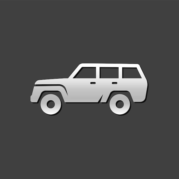 Vector car icon in metallic grey color stylesport vehicle offroad