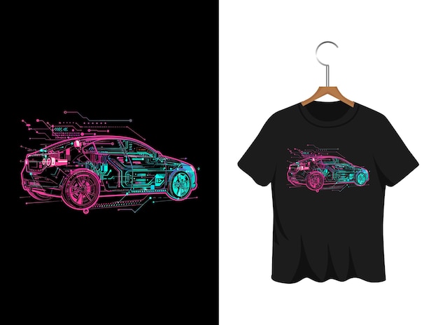 car illustration t shirt design artwork