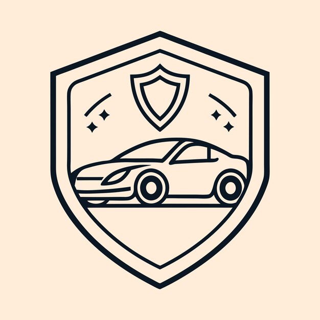 Vector car inside shield vector illustration