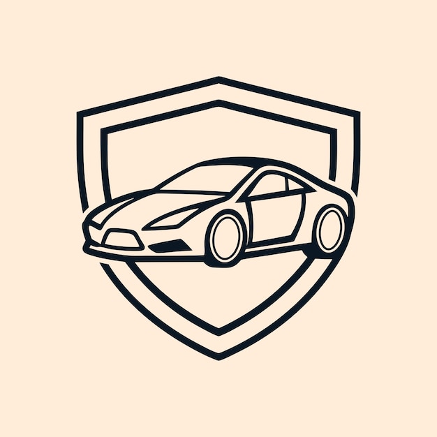 Car inside shield vector illustration